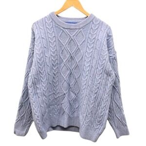 Aelfric Eden Cable Knit Sweater Men's XS Blue Crew Neck Pullover Oversized